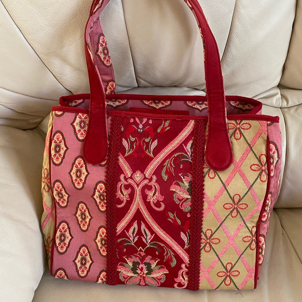 Talbot Womens Flower 🌺 Patchwork Tapestry Tote/ Shoulder Bag - Picture 1 of 6